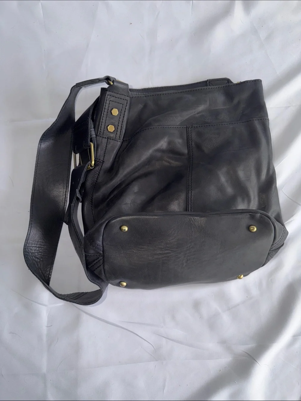 Artisan Ny Black Leather Hobo with Gold Stud Accents